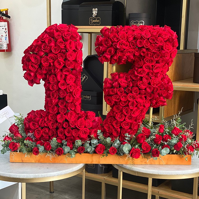 MAXI ESCULTURA DE NÚMEROS ROSAS CON DÓLAR